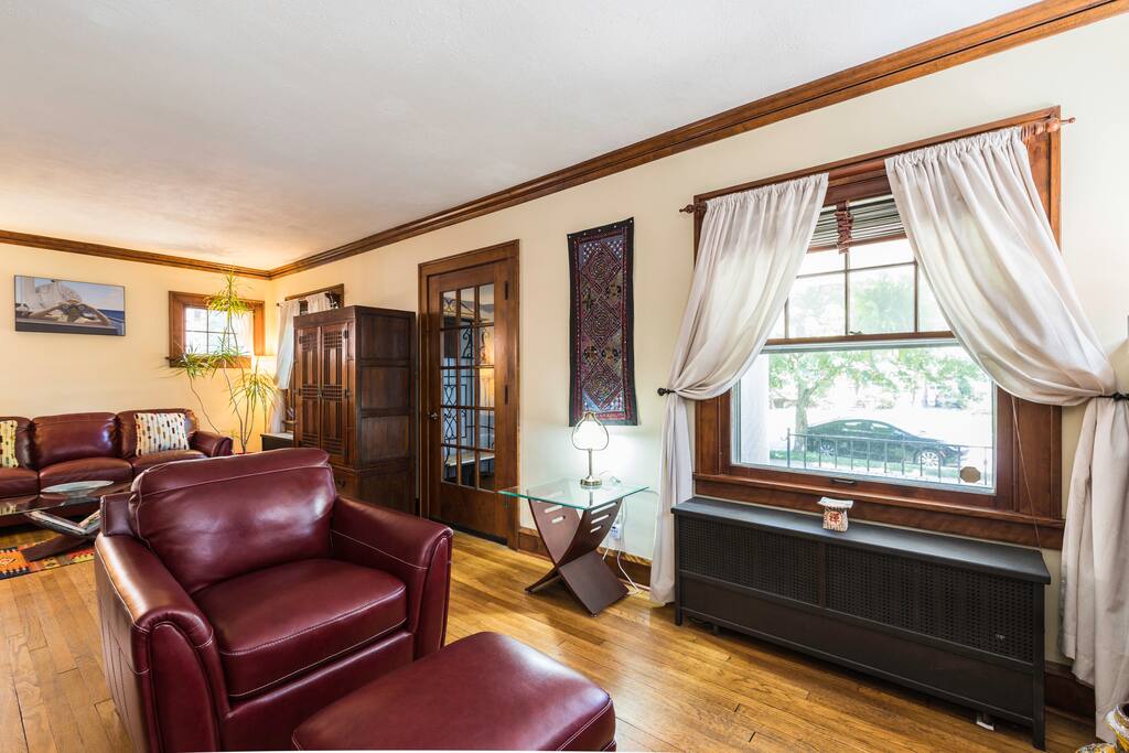 Original hardwood floors. Throughout the house, doors and trim have also been restored to their original glory.