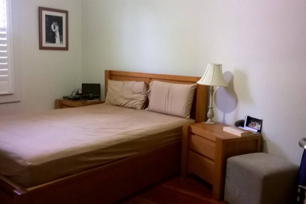 Queen bed master bedroom.