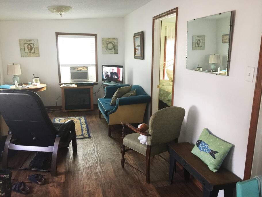 Living Room Space with TV and Fire Place