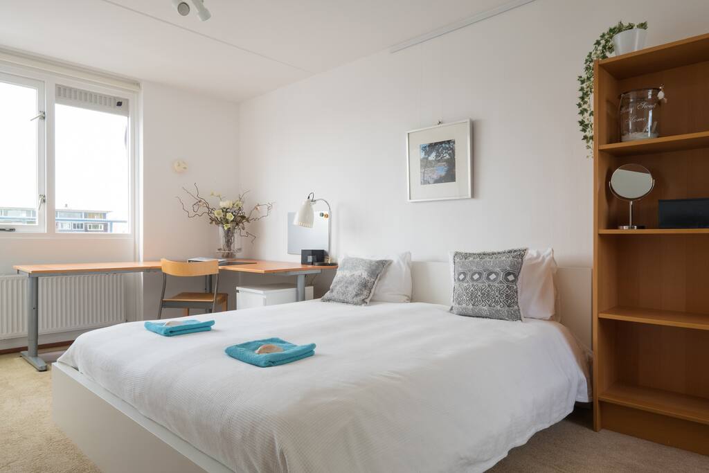 Comfortable bed, unlimited internet and your private terrace.