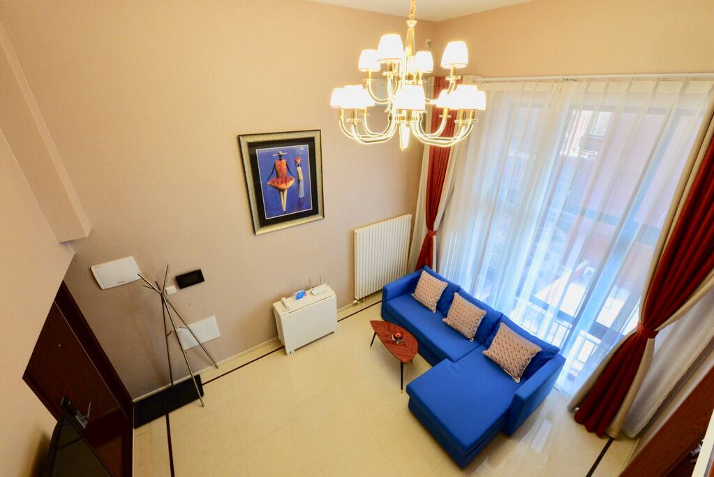 Living Room with High Ceiling