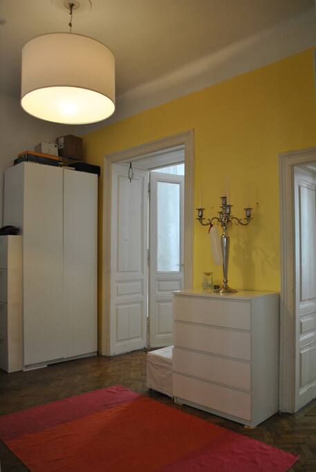 Spacious hall and the entrance to your room (right) and the living room (left)