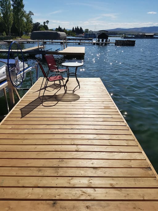 Enjoy morning coffee on the dock