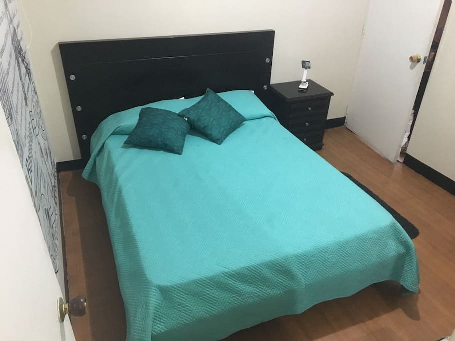 Double bed with private bathroom