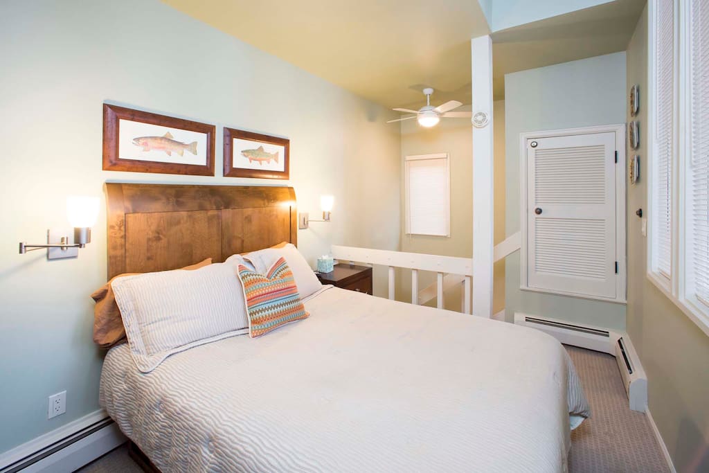 2nd Upstairs Bedroom - Queen
Under bed storage. Armoire with hanging and drawers