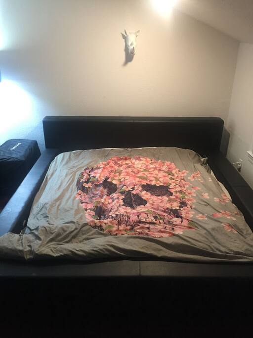 Eastern King Modern Bed with lux Duvet and comforter . You will feel like your sleeping on a cloud