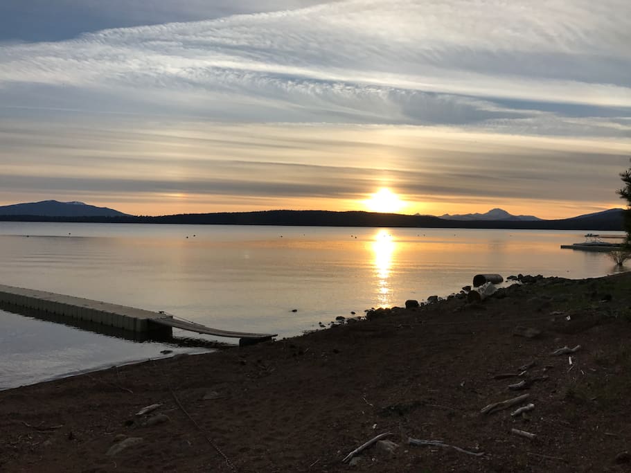 Sunset view from Dock. Mt. Lassen in background. (Much larger in real life).