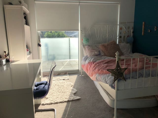 Modern room private balcony and bathroom