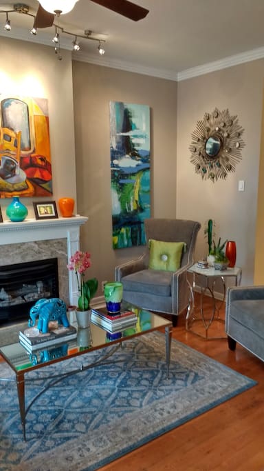 First floor living-room with fireplace for those cold winter days.