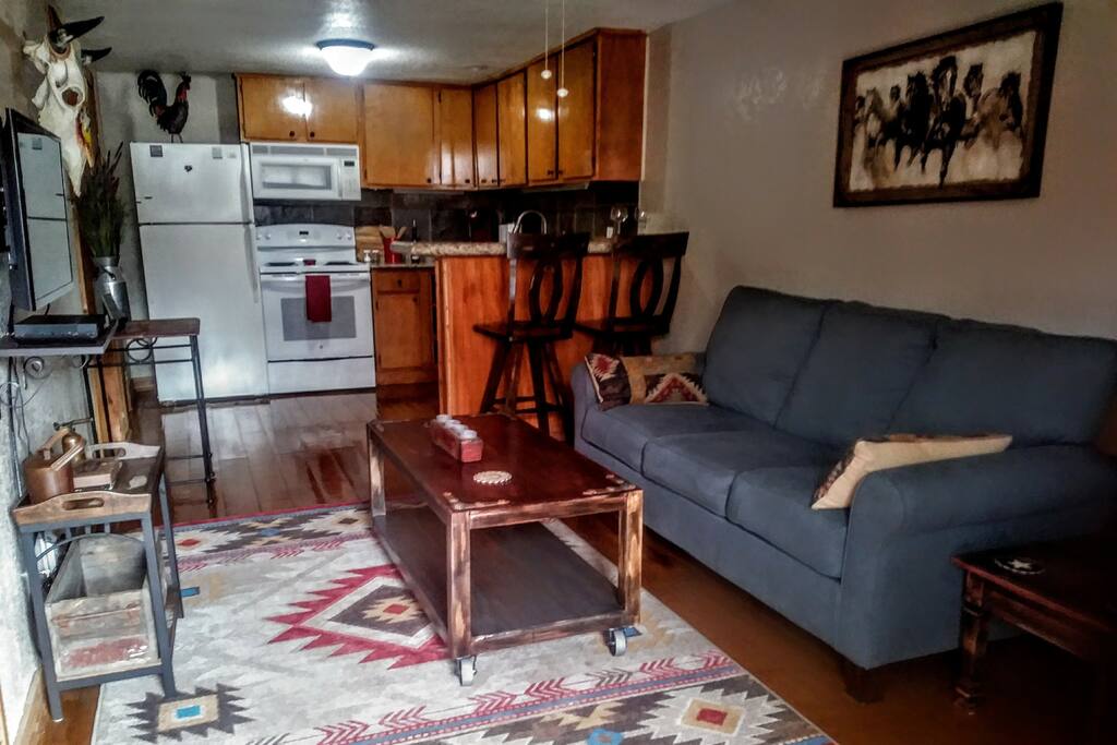 Living area with sofa bed