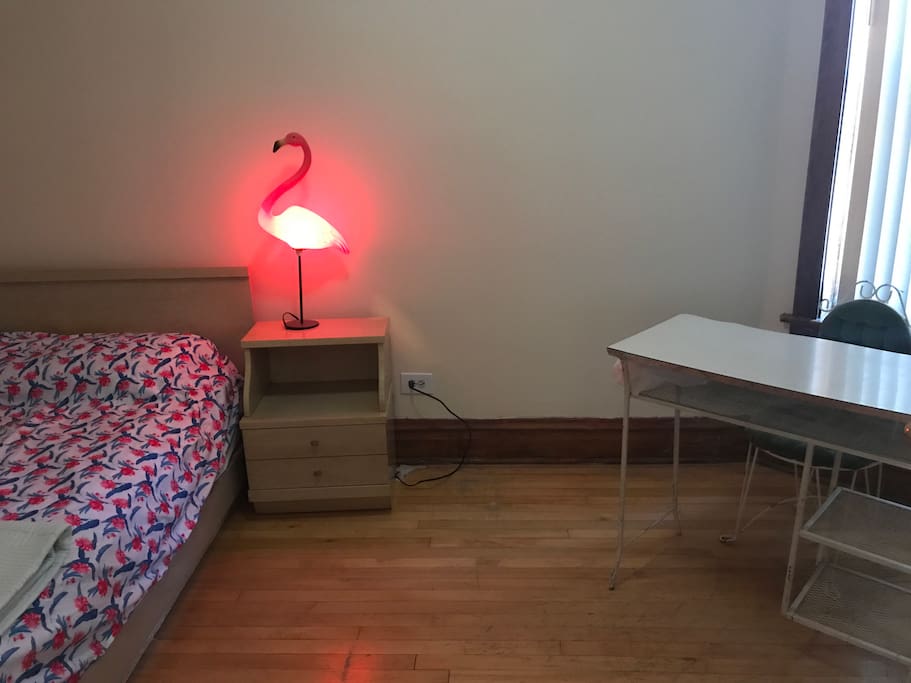 There is also a desk and a chair in your room. The blinds are really good at keeping the room dim for maximum sleeps.