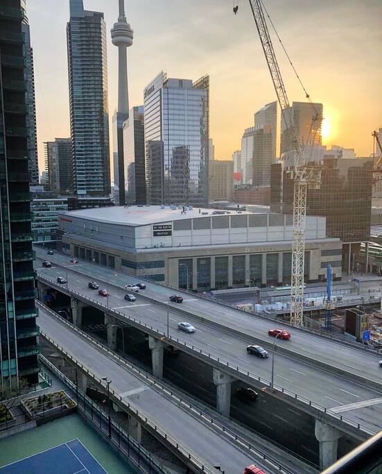 Sunset: Unobstructed, dreamy view of CN Tower & Air Canada Center