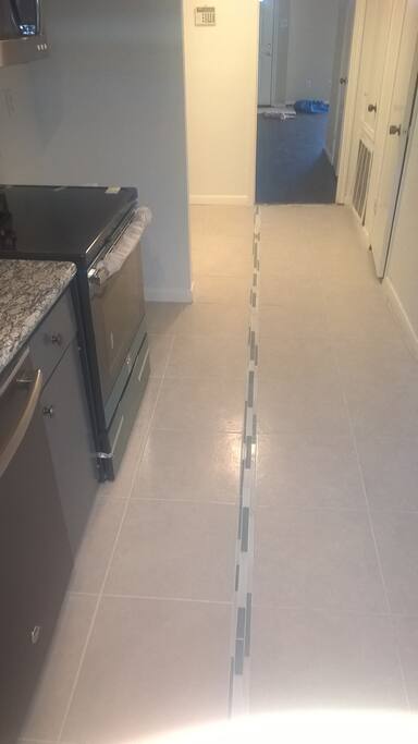 Newly tiled kitchen floor