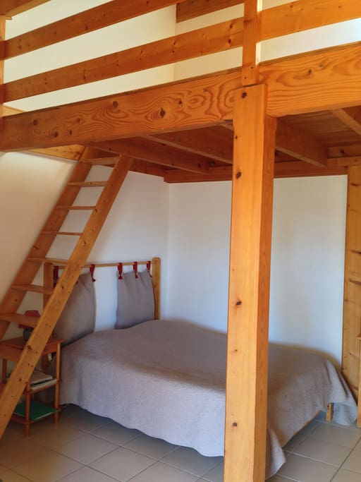 bed and ladder to mezzanine