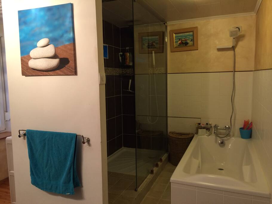 salle de bain douche et baignoire