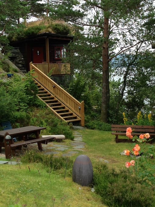 The Log cabin seen from the garden