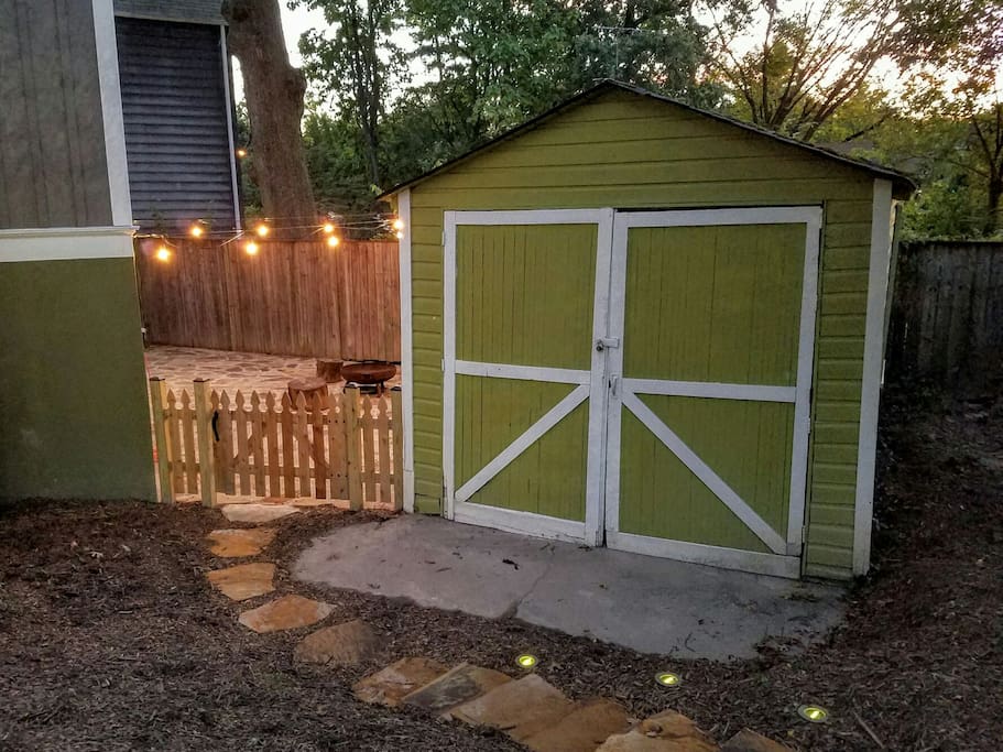 Stone path providing your own private rear entrance.