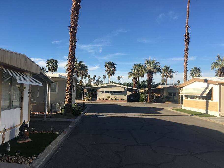 The lights in the previous photo are right where the middle Palm tree is. That's Coachellafest/StageCoach.