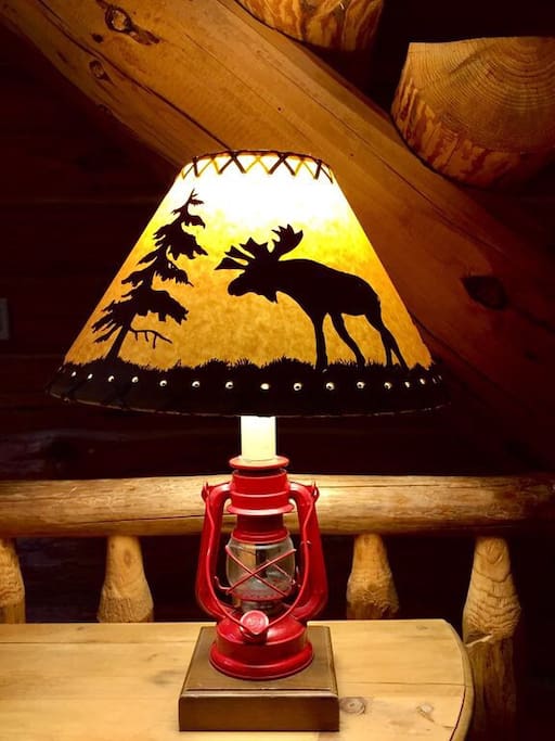 Cabin themed decor throughout