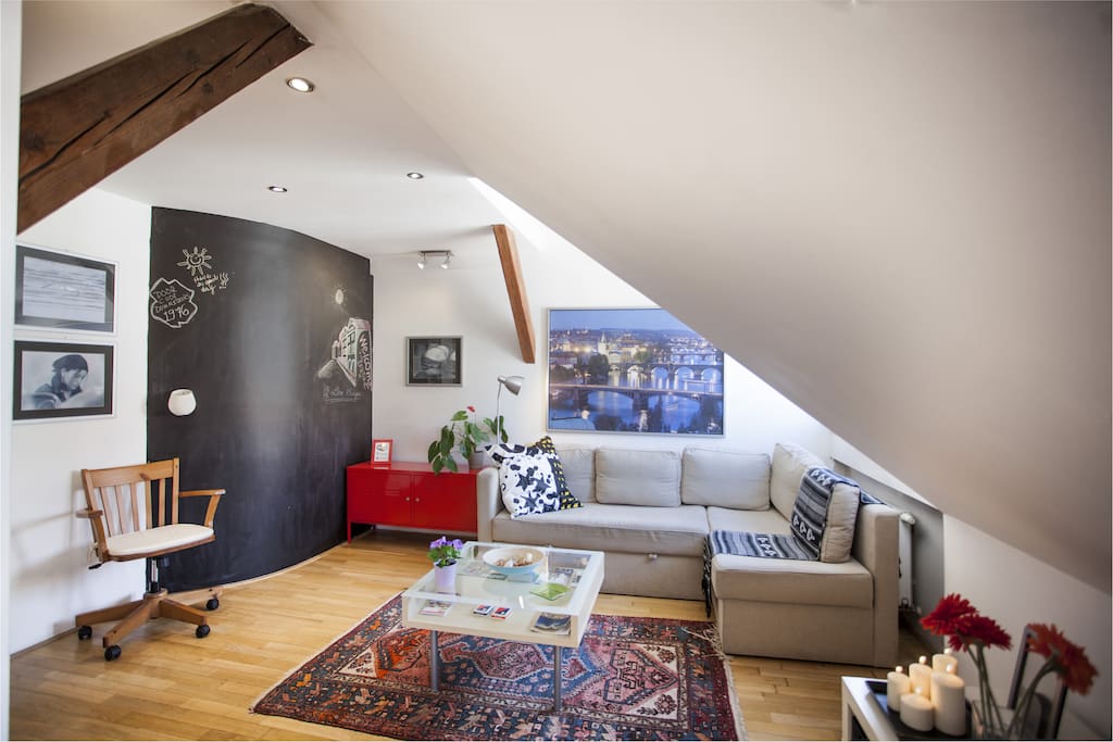 Stylish living room with double fold out sofa