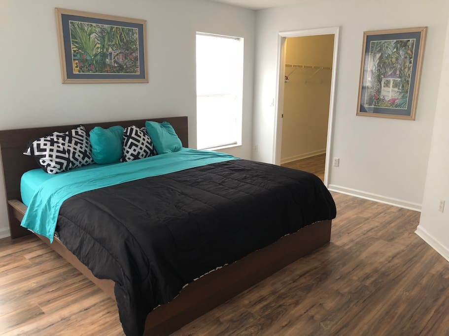 Private bedroom with King size bed and walk-in closet