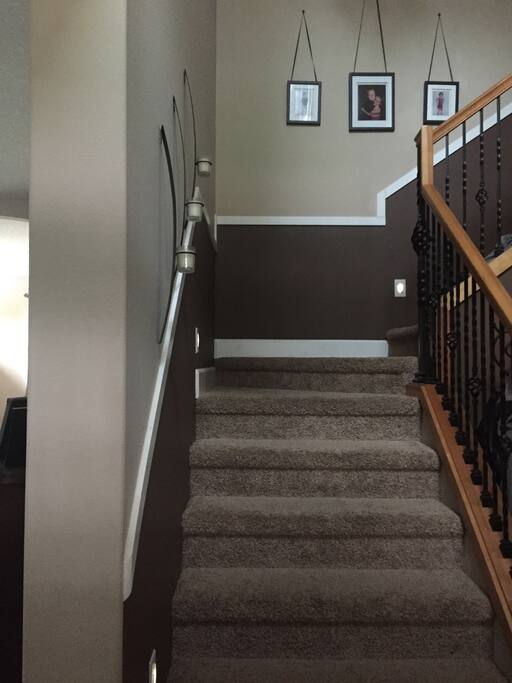 Stairs leading to guest bedroom