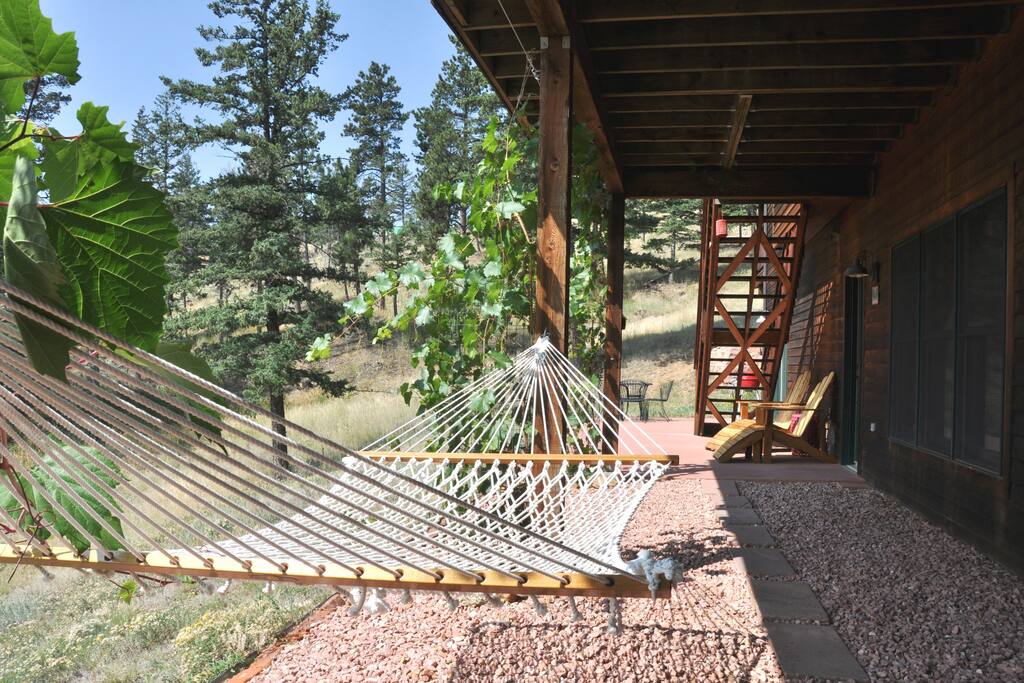 Hammock right outside and there is a second one in the closet to put up as well.