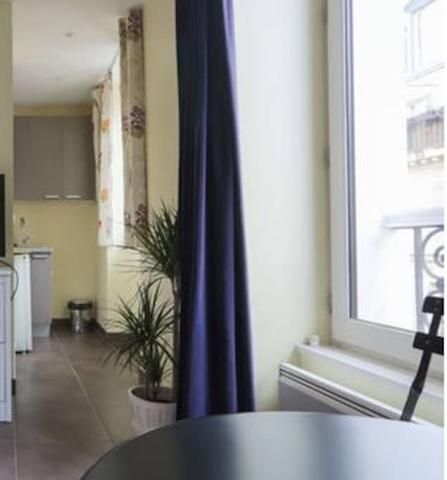 Photo made by me. View from main room of kitchenette. The flower unfortunately died and we have bought a larger table with more comfortable chairs.