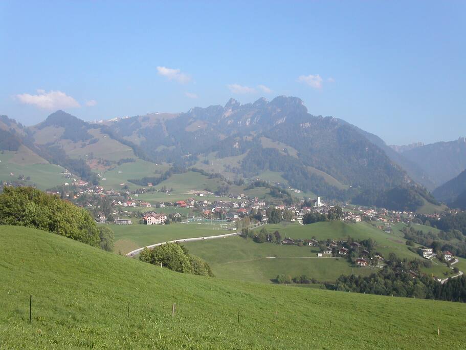 Vue sur Charmey en été