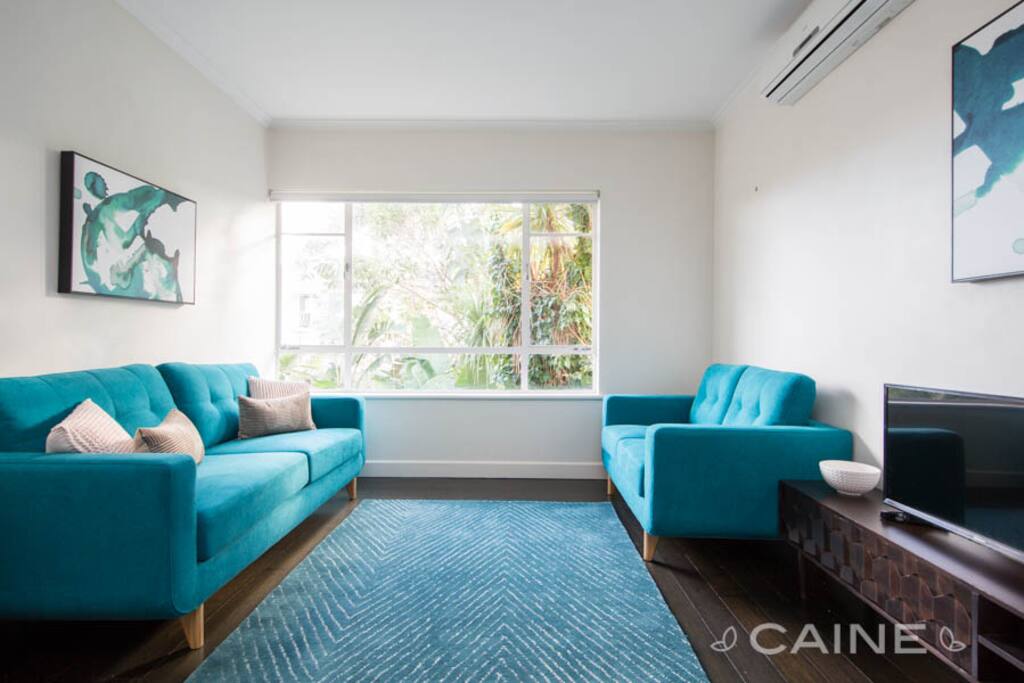 Relax on the funky couches.