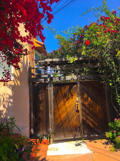 Front wooden gate entrance to the cottage