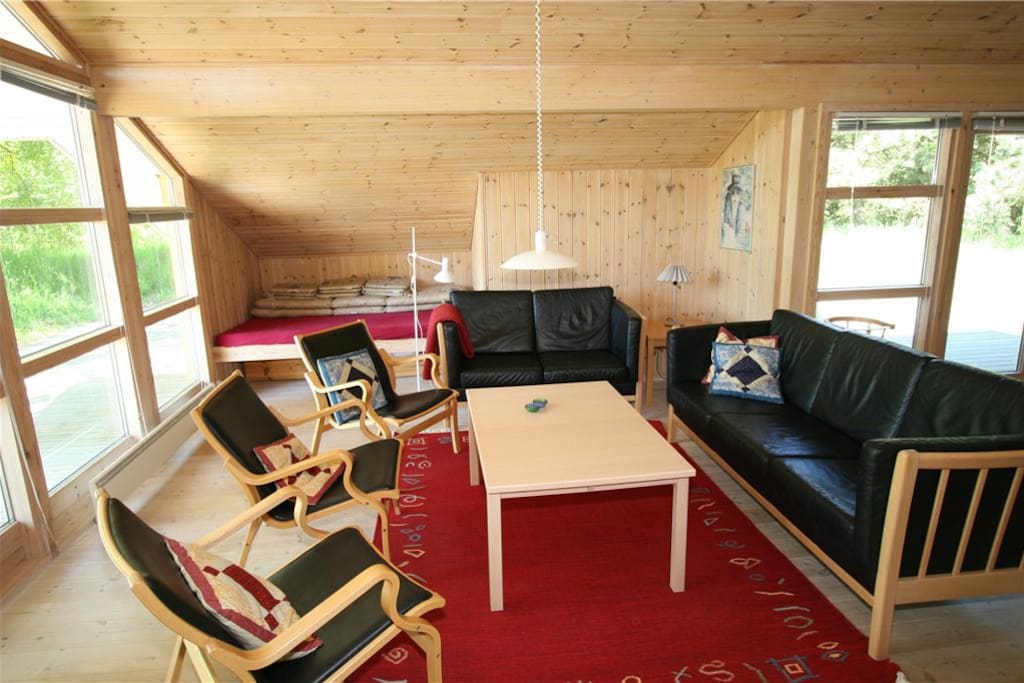The living room area
(sleeping alcove in the back)