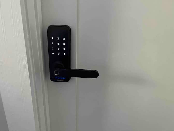 The privacy lock with your personalized code to enter your room.