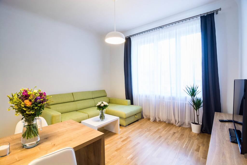 Living room with a foldable sofa