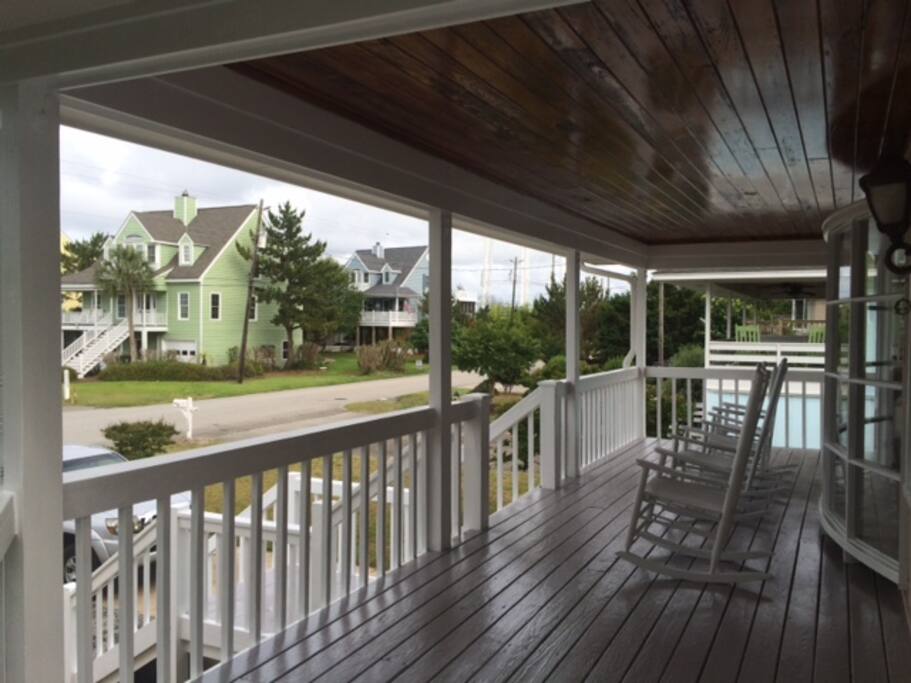 Beautiful front porch with rockers view of quiet street. Enjoy Ocean Breezes