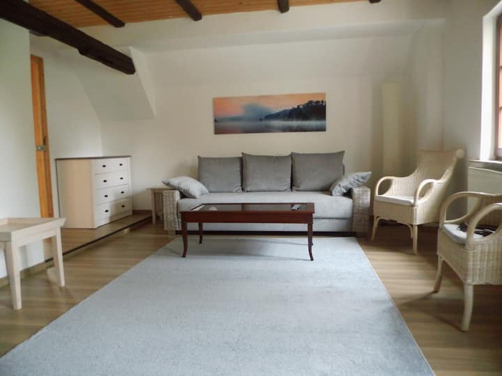 ห้องนั่งเล่นพร้อมเตียงโซฟาสำหรับ 2 คน