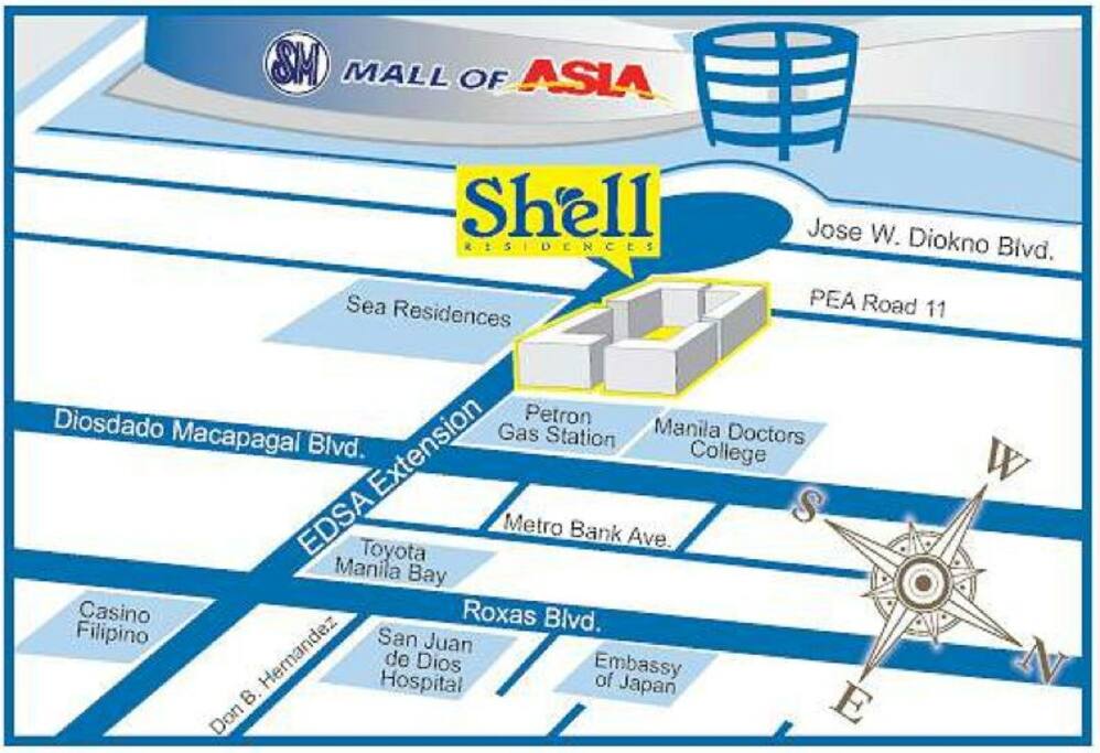 Shell Residences is just in front of MOA.