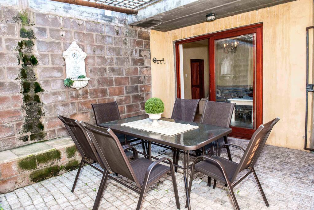 Enclosed patio with braai area (barbecue)