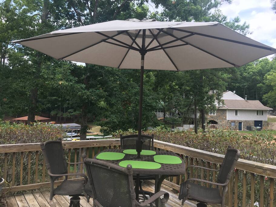 Outdoor seating area on top deck