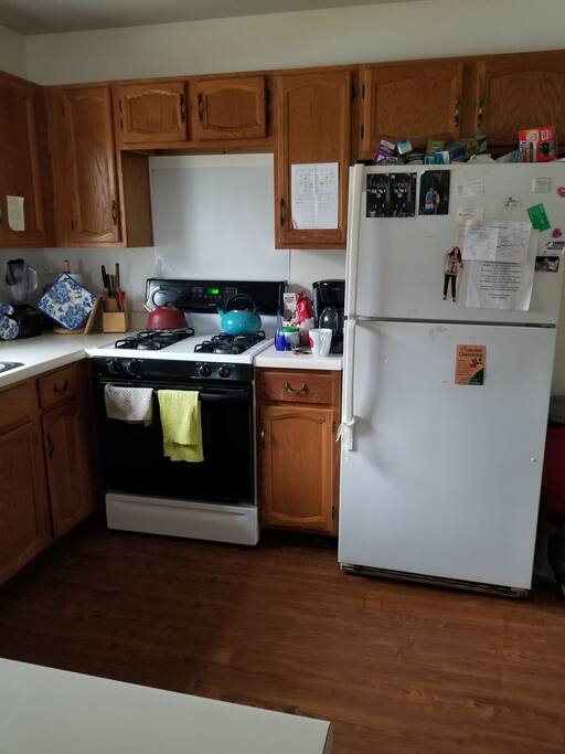 Spacious kitchen, I replaced frig now silver, and more room for food., drinks, etc.