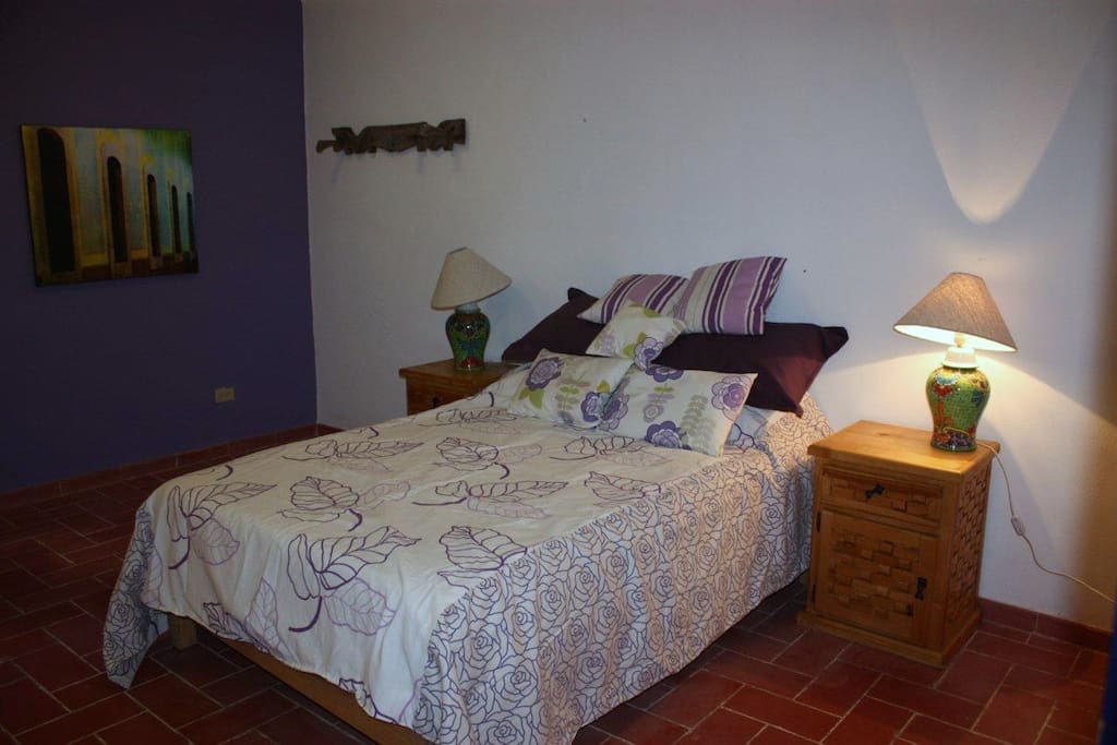 Purple room. Has 2 beds now (1 double and 1 single).