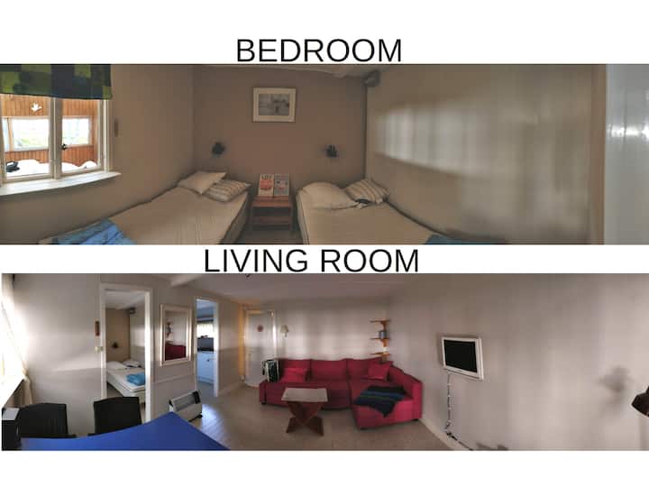 Mtazamo maridadi wa vyumba vya kulala na sebule
Mwonekano wa mandhari ya chumba cha kulala na sebule