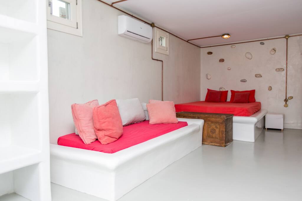 bedroom double bed and sofabed