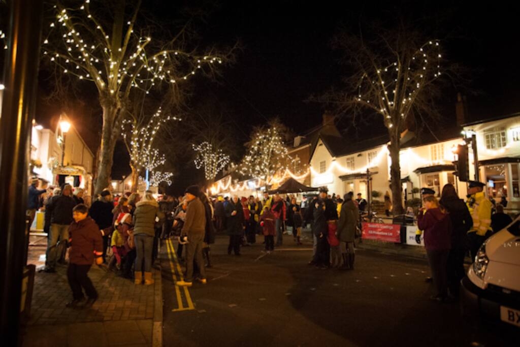 Kenilworth 'Old Town' on a Christmasy night.