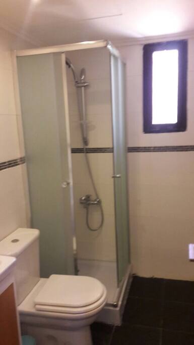 Private toilet, and hot water
