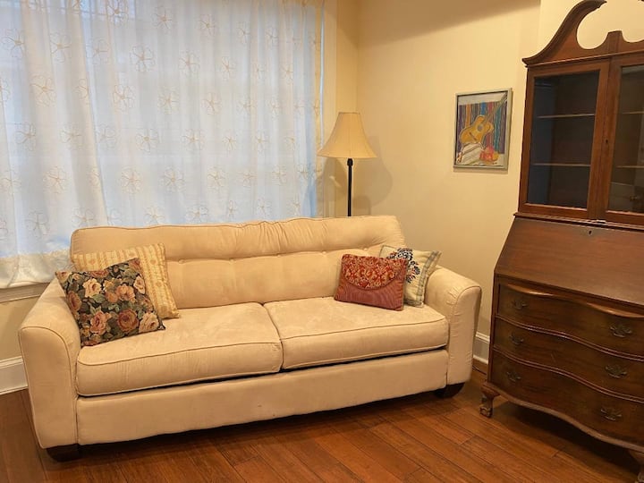 Queen sofabed and antique escritoire