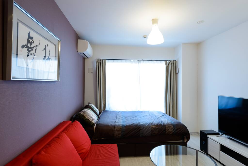 Double size bed and sofa