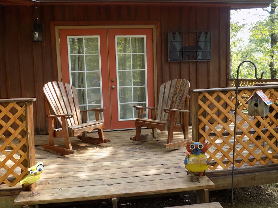 Rock your cares away on the front deck.