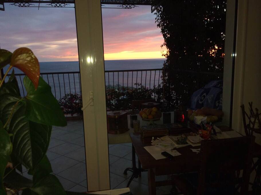 The view of the sunset from living room