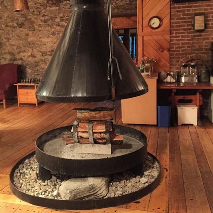 The unique circular fireplace